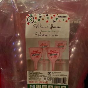 Lot of Seven Packages of Plastic Wine Glasses Eight Per Package